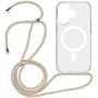 Transparentný kryt so šnúrkou a MagSafe pre iPhone 16 Plus - béžový