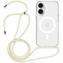 Transparentný kryt so šnúrkou a MagSafe pre iPhone 16 Plus - krémový
