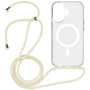 Transparentný kryt so šnúrkou a MagSafe pre iPhone 16 Plus - krémový