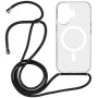 Transparentný kryt so šnúrkou a MagSafe pre iPhone 16 Plus - čierny