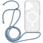 Transparentný kryt so šnúrkou a MagSafe pre iPhone 17 - modrý