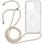 Transparentný kryt so šnúrkou a MagSafe pre iPhone 16 Pro Max - béžový