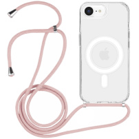 Transparentný kryt so šnúrkou a MagSafe pre iPhone 16e / 17e - ružový
