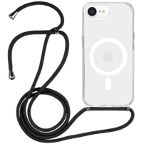 Transparentný kryt so šnúrkou a MagSafe pre iPhone 16e / 17e - čierny