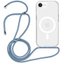 Transparentný kryt so šnúrkou a MagSafe pre iPhone 16e / 17e - modrý