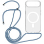 Transparentný kryt so šnúrkou a MagSafe pre iPhone Air - modrý