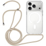Transparentný kryt so šnúrkou a MagSafe pre iPhone 17 Pro - béžový