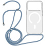 Transparentný kryt so šnúrkou a MagSafe pre iPhone 17 Pro - modrý