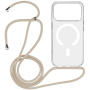 Transparentný kryt so šnúrkou a MagSafe pre iPhone 17 Pro Max - béžový