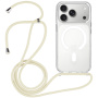 Transparentný kryt so šnúrkou a MagSafe pre iPhone 17 Pro Max - krémový