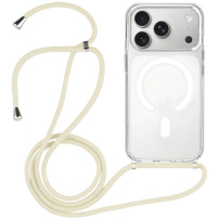 Transparentný kryt so šnúrkou a MagSafe pre iPhone 17 Pro Max - krémový