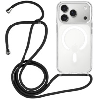 Transparentný kryt so šnúrkou a MagSafe pre iPhone 17 Pro Max - čierny