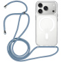 Transparentný kryt so šnúrkou a MagSafe pre iPhone 17 Pro Max - modrý