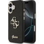 Guess Fixed Glitter 4G Metal Frame trblietavý kryt pre iPhone 17 - čierny