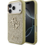 Guess Fixed Glitter 4G Metal Frame trblietavý kryt pre iPhone 17 Pro - zlatý