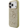 Guess Fixed Glitter 4G Metal Frame trblietavý kryt pre iPhone 17 Pro - zlatý