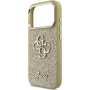 Guess Fixed Glitter 4G Metal Frame trblietavý kryt pre iPhone 17 Pro - zlatý