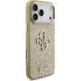 Guess Fixed Glitter 4G Metal Frame trblietavý kryt pre iPhone 17 Pro Max - zlatý