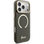 Guess IML Glitter Script Strap kryt s MagSafe a pútkom pre iPhone 17 Pro Max - sivý