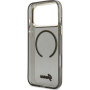 Guess IML Glitter Script Strap kryt s MagSafe a pútkom pre iPhone 17 Pro Max - sivý