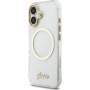 Guess IML Glitter Script Strap kryt s MagSafe a pútkom pre iPhone 17 - číry
