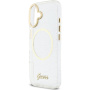 Guess IML Glitter Script Strap kryt s MagSafe a pútkom pre iPhone 17 - číry