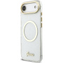 Guess IML Glitter Script Strap kryt s MagSafe a pútkom pre iPhone Air - číry