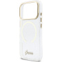Guess IML Glitter Script Strap kryt s MagSafe a pútkom pre iPhone 17 Pro - číry