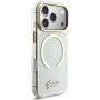 Guess IML Glitter Script Strap kryt s MagSafe a pútkom pre iPhone 17 Pro Max - číry