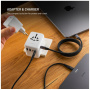 FIXED Voyager GaN univerzálny cestovný adaptér s portmi 3x USB-C / 2x USB-A a výsuvnými zástrčkami - 70W - biely