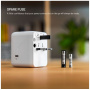 FIXED Voyager GaN univerzálny cestovný adaptér s portmi 3x USB-C / 2x USB-A a výsuvnými zástrčkami - 70W - biely