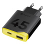 Tactical Minimi GaN rýchlonabíjací adaptér s portmi USB-C / USB-A - 45W - čierny