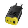 Tactical Minimi GaN rýchlonabíjací adaptér s portmi 2x USB-C / USB-A - 65W - čierny