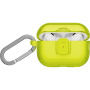 UNIQ Glase Pro Lock transparentný obal so zapínaním a karabínou pre AirPods Pro 3 - limetkový
