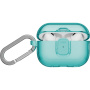 UNIQ Glase Pro Lock transparentný obal so zapínaním a karabínou pre AirPods Pro 3 - tyrkysový