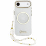 Guess IML Glitter Script Strap kryt s MagSafe a pútkom pre iPhone Air - číry