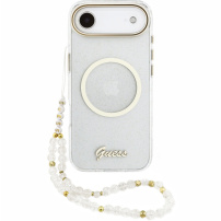 Guess IML Glitter Script Strap kryt s MagSafe a pútkom pre iPhone Air - číry