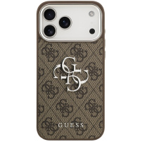 Guess 4G Silver Metal Logo kryt pre iPhone 17 Pro Max - hnedý