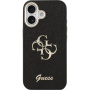 Guess Fixed Glitter 4G Metal Frame trblietavý kryt pre iPhone 17 - čierny