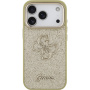 Guess Fixed Glitter 4G Metal Frame trblietavý kryt pre iPhone 17 Pro Max - zlatý