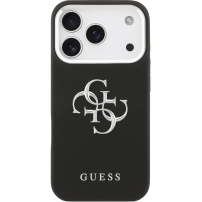 Guess Grained 4G Metal Logo kryt pre iPhone 17 Pro - čierny