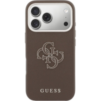 Guess Resin Logo kryt pre iPhone 17 Pro - hnedý