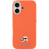 Karl Lagerfeld Karl and Choupette Heads Pins kryt z PU kože s MagSafe pre iPhone 17 - oranžový