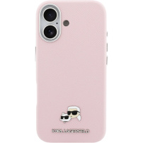 Karl Lagerfeld Karl and Choupette Heads Pins kryt z PU kože s MagSafe pre iPhone 17 - ružový