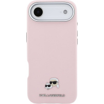 Karl Lagerfeld Karl and Choupette Heads Pins kryt z PU kože s MagSafe pre iPhone Air - ružový