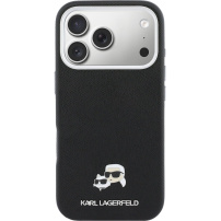 Karl Lagerfeld Karl and Choupette Heads Pins kryt z PU kože s MagSafe pre iPhone 17 Pro Max - čierny
