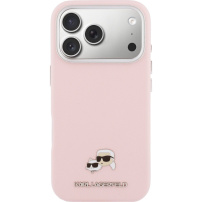 Karl Lagerfeld Karl and Choupette Heads Pins kryt z PU kože s MagSafe pre iPhone 17 Pro Max - ružový