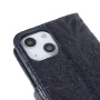 Flipové púzdro so vzorom čipky pre iPhone 13 mini - tmavomodré