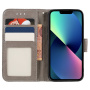 Flipové púzdro so vzorom čipky pre iPhone 13 mini - hnedé