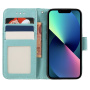 Flipové púzdro so vzorom čipky pre iPhone 13 mini - tyrkysové